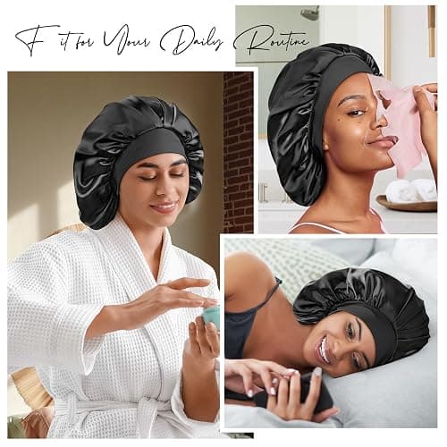 Umisleep 22 Momme 100% Real Mulberry Silk Bonnet for Sleeping Women, Large Hair Care Bonnet for Long Curly Hair, Double Layer Silk Hair Wrap with Soft Elastic Band, Non-Slip Sleep Cap, Shower Cap thumbnail 6