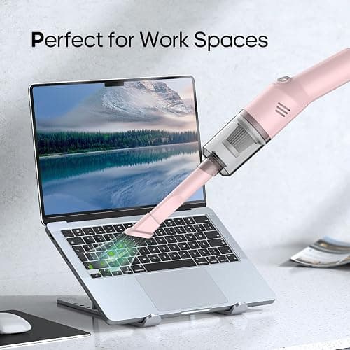 Mini Handheld Vacuum for Home&Car, Cordless Portable Rechargeable Pink | Quick Cleanups, Tight Spaces, USB-C Rechargeable, Easy Storage, Office, Cup Holders, Seat Gaps, Window Tracks thumbnail 7