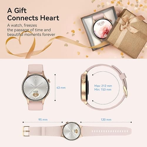 aeac Smart Watch for Women, AMOLED Ultra-Clear Screen Activity Trackers with Heart Rate/Sleep/SpO2 Monitor, Waterproof Fitness Smartwatch for iPhone/Samsung/Android（Pink Gold） thumbnail 7
