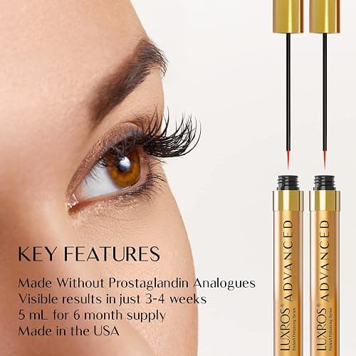LUXROS Eyelash Serum 5 mL, Eyelash Enhancer Serum for Longer, Thicker Healthier Lashes, Made in USA, 5mL 6 Month Supply thumbnail 8