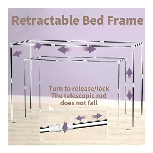 VEGIONES Canopy Bed Frame - Twin Bunk Bed Canopy with Post Poles and Curtains thumbnail 3