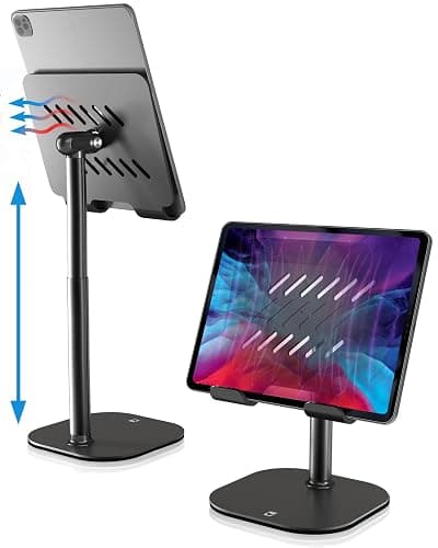 Cooper TabHolder, 7-10" Height Adjustable Tablet Stand, Premium iPad Stand for Desk, 270° Tilt Portable Monitor Holder for 15.6-17" Displays, for All iPad, Kindle, Surface, Samsung Tablets (Black) - Image 1