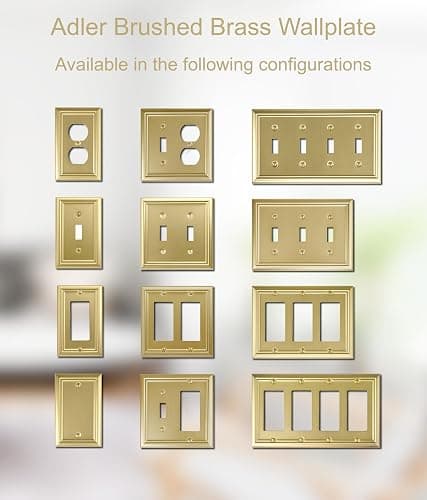 OKAWYC Single Decorator Light Switch Cover Adler Metal Wall Plate, 4-Pack Brushed Brass 1 Gang Single Rocker, for Receptacle Dimmer Switch GFCI Outlet Decorative Wallplate, Durable thumbnail 7