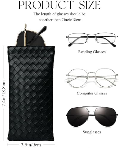 First-zgel 4 Pcs Squeeze Top Sunglass Case with Cleaning Cloth, Soft Leather Eyeglass Case Portable Sunglasses Pouch thumbnail 2