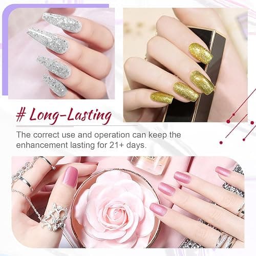 JODSONE 60 PCS Gel Nail Polish Starter Kit With U V Light 55 Kinds Of Color Glitter Gel Polish No Wipe Base And Glossy Matte Top Coat Easy To Apply thumbnail 4