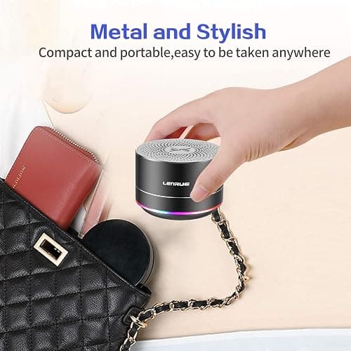 LENRUE Portable Bluetooth Speakers,Wireless Speaker with Clear Sound, Long Playtime, Small Mini Metal Speaker,Christmas Birthday Gifts for Men, Women,Kids(Black) thumbnail 2