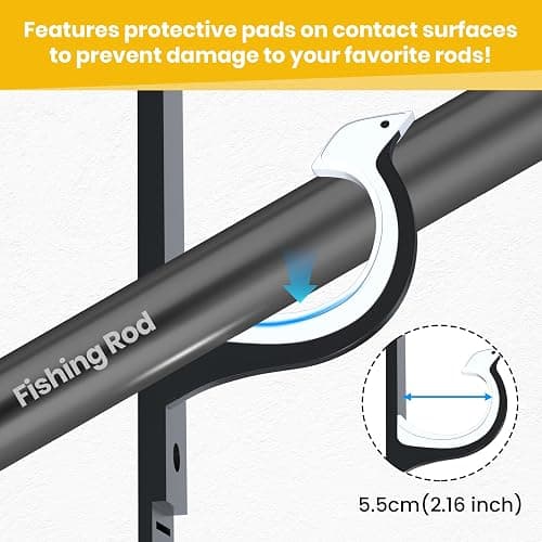 QudraKast Horizontal Fishing Rod Holder for Garage Wall Ceiling Mount - Fishing Pole Holders Fishing Rod Rack Holds Up to 4 Rods or Combos, Ideal Fishing Gift (2pack) thumbnail 2
