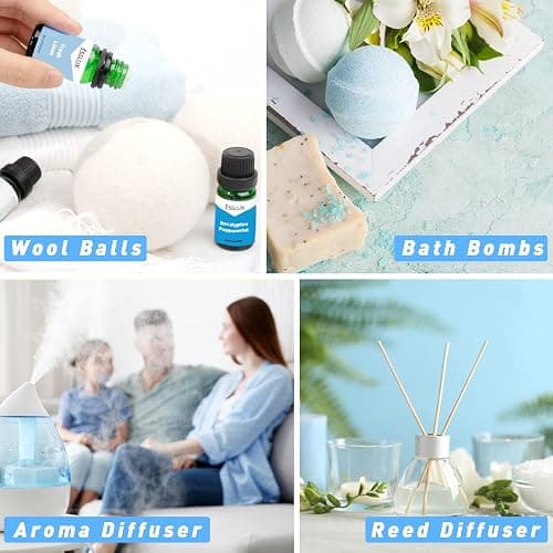 Fragrance Oil, ESSLUX Clean Set of Scented Oils, Essential Oils for Diffuser for Home, Premium Soap & Candle Making Scents, Aromatherapy Oils Gift Set - Clean Air, Fresh Linen, Warm Cotton and More thumbnail 5