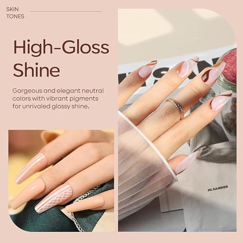 modelones Gel Nail Polish Kit -6 Colors Fall Winter Nude Pink Gel Polish Set Skin Tones Neutral Brown Soak Off Gel Nail Kit Manicure DIY Nail Art Salon Home Gift thumbnail 6