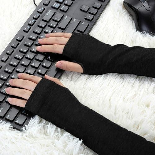 Allegra K Unisex Classic Fashion Stretch Fingerless Arm Warmers Oversleeve thumbnail 5