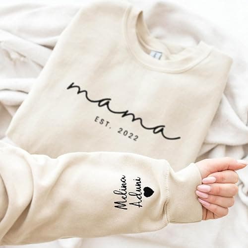 GodLover Custom Embroidered Mama Sweatshirt, Personalized Hoodie for Women, Gift for Mom, Grandma, Mothers Day, Christmas thumbnail 5
