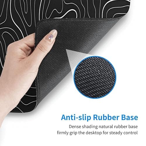 Topographic Contour Extended Big Mouse Pad Large,Gaming Mouse Pad Desk Pad,31.5x11.8 Inch Long Computer Keyboard Mouse Mat Mousepad with 3mm Non-Slip Base and Stitched Edge for Gaming and Office thumbnail 8