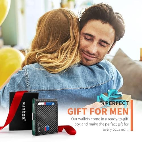 RUNBOX Slim Wallets for Men - Leather Money Clip Mens Wallet - RFID Blocking Front Pocket Bifold Wallet - Thin Credit Card Holder with Gift Box thumbnail 6
