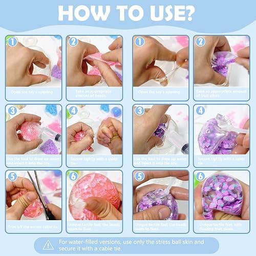 DIY Squishy Making Kit with Fillers-14 TPR Skin,Squishy Maker Squishy kit | Storage Box include (Stress Ball,Milk bottle,Cube,Milk Carton,Cat Paw),Diy Crunchy Squishy Toys For Adult ASMR Anxiety Relief thumbnail 4