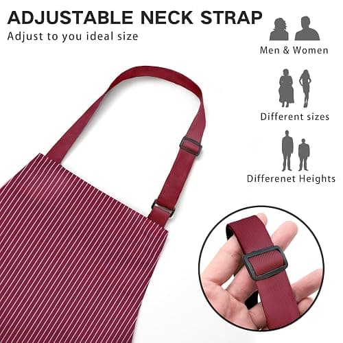 BeLuyi 2 Pack Adjustable Bib Apron with 2 Pockets Chef Cooking Kitchen Restaurant Aprons for Women Men thumbnail 2