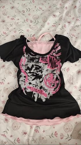 Emo 2000s Grunge Alt Shirt Y2K Vintage Harajuku Cutecore Indie T-Shirts Teen Girl Scene Clothes thumbnail 2