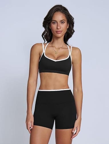 QBGJTD Two Piece Workout Sets For Women Sports Bra Matching High Waist Scrunch Butt Shorts Gym Yoga Athletic Clothes thumbnail 2