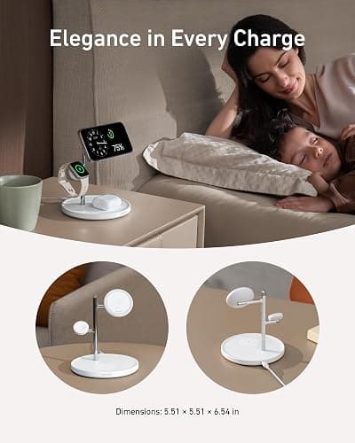 Anker MagSafe Charger Stand Compatible, iPhone 17 MagGo 3 in 1 Wireless Charging Station,Qi2 Certified 15W Wireless Charger, Desk Accessory, for iPhone 15/14/13/12 Series Apple Watch, AirPods thumbnail 5