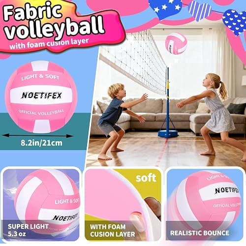 Noetifex Soft Volleyball-Super Soft Fabric Light Volleyball for Indoor Practice Safe and Quiet Kids Youth Beginners House Yard Training Practice Games(Deflated) thumbnail 5