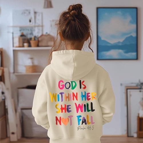 Sulayesh God is Within Her She Will Not Fall Hoodies for Girls Christian Jesus Sweatshirt Religious Bible Verse Preppy Top thumbnail 4