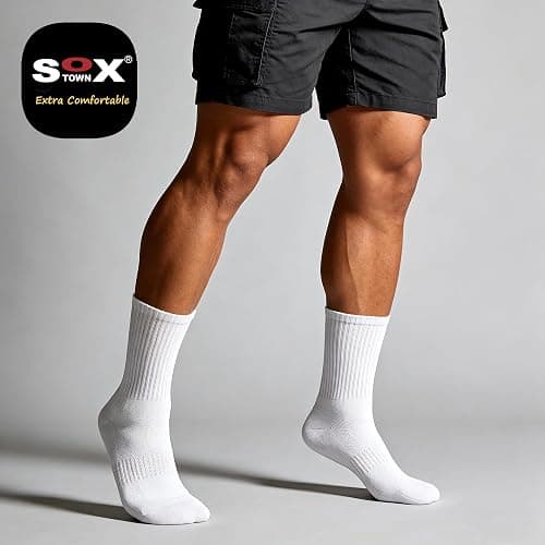 SOX TOWN Unisex Cushioned Crew Training Athletic Socks Men & Women with Combed Cotton Moisture Wicking Breathable Performance thumbnail 3