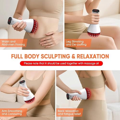 Rechargeable Lymphatic Drainage Massager & Cellulite Massage Tool with 3000mAh,Fascia Blaster for Reduce Stretch Marks for Legs, Arms & Belly,Body Sculpting Machine with Microcurrent for Office Travel thumbnail 8