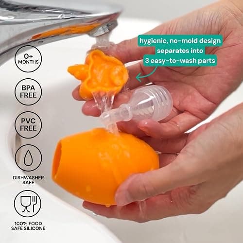 oogiebear Baby Nose Aspirator & Ear Syringe, Manual Strong-Suction, Orange | Snot Buster™ Baby Nasal Aspirator, for Newborns, Infants & Toddlers, Gentle Mucus Remover, Easy-Clean, BPA-Free thumbnail 6