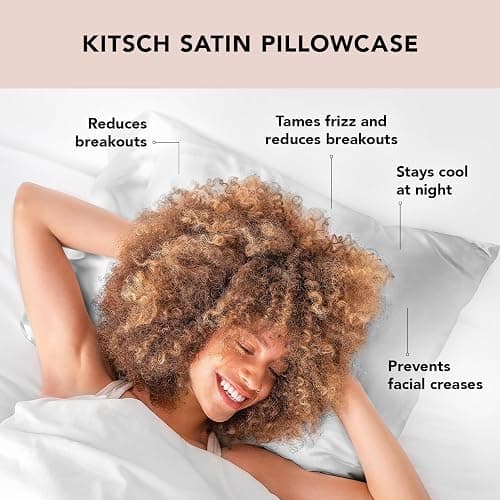 Kitsch Satin Pillowcase with Zipper for Hair & Skin, Softer Than Silk Pillow Cases Queen, Wrinkle-Free, Smooth and Cooling Satin Pillow Covers, Standard Size 19"x26", Silver thumbnail 3
