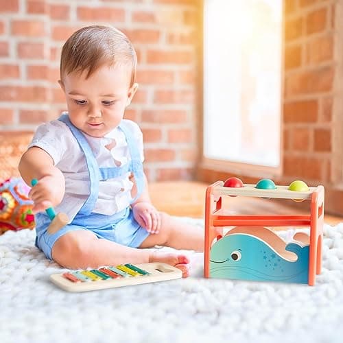 B. toys – Xylo – Pound Whale – Musical Instrument – Wooden Hammer & Balls – Developmental Toy for Toddlers – 1 Year + thumbnail 3