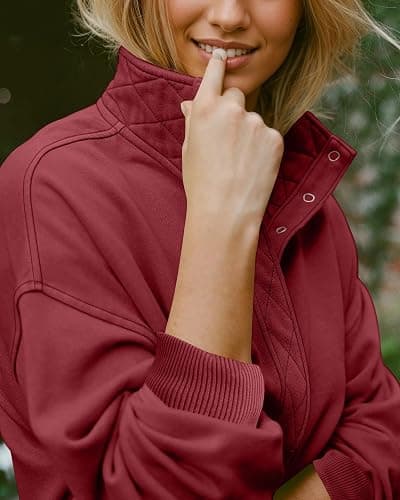 Gacaky Womens Oversized Sweatshirts Casual Button Henley Neck Long Sleeve Pullover Fleece Loose Fit Fall Tops Fashion Outfits thumbnail 4