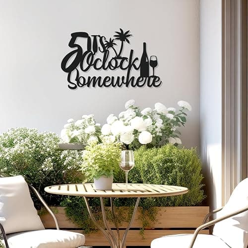 Zzbakress Metal Bar Sign 'It's 5 O'clock Somewhere' - Vintage Wall Decor, Black, For Home Bar Kitchen Living Room thumbnail 7