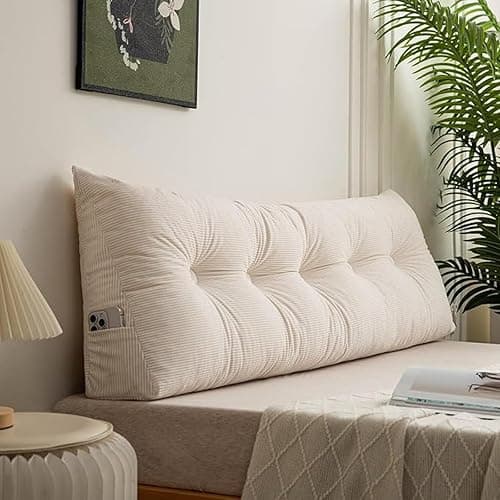 Loyilat Headboard Wedge Pillows Twin XL for Dorm, Bed Triangular Headboard Pillow, Ergonomic Cute Bolster Cushion Headrest Backrest for Dorm Bed Sofa (White, 23 inch) - Image 1