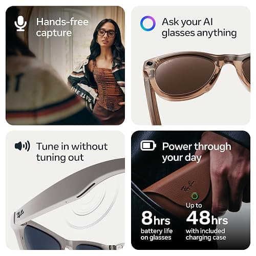 Ray-Ban Meta (Gen 2), Wayfarer Large, Matte Black | Smart AI Glasses for Men, Women — 2x Battery Life — 3K HD Resolution — 12 MP Ultra-Wide Camera, Audio, Video — Transitions® Grey Lenses thumbnail 4
