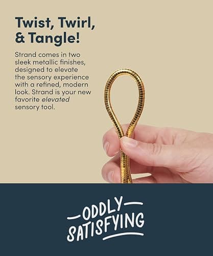 Speks Strand Moldable Fidget Ring | Elevated Sensory Tool for Teens & Adults | Silent Anxiety Sensory Tool | Flexible Metal Loop for Desk or Wrist | Gold thumbnail 4