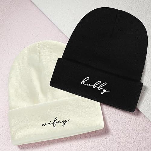 GroomBrideGifts Mr and Mrs Beanies, Wedding Gifts for Couples, His and Hers Engagement Gift, Honeymoon Travel Essentials thumbnail 4