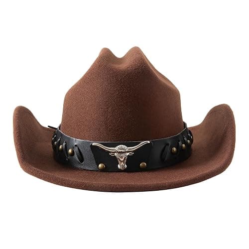 Lanzom Cowboy Hat for Women and Men with Shapeable Wide Brim Felt Western Hats for Cowboys and Cowgirls thumbnail 3