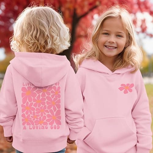 KEEVICI Cute Christian Graphic Hoodies For Girls God Flower Hoodie Kids Jesus Sweatshirt Religious Bible Verse Pullover thumbnail 5