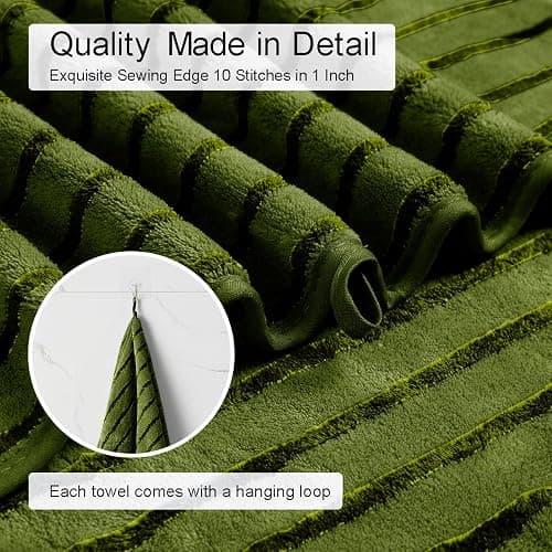 8 Pcs Army Green Cabana Stripe Large Bath Towel Set Oversized Bath Sheet-2 Bath Towels,2 Hand Towels,4 Washcloths Soft Jumbo Towels Absorbent Shower Towel Beach Chair Towels Spa Gym Hotel Towel thumbnail 6