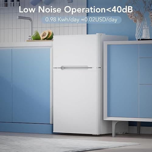 Electactic 3.1 Cu.Ft Small Fridge with Freezer,Compact Refrigerator with 2 Doors,Mini Fridge with Adjustable Removable Glass Shelves for Bedroom,Dorm or Apartment,White - White thumbnail 4