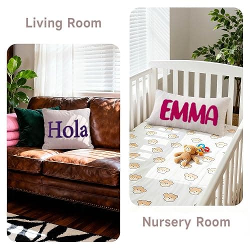 Wucidici Custom Embroidered Name Lumbar Pillow, Personalized Monogrammed Names Linen Pillows for Sofa Bed, Customized 12''x20'' Farmhouse Linen Throw Pillow Cover Gifts for Women thumbnail 7