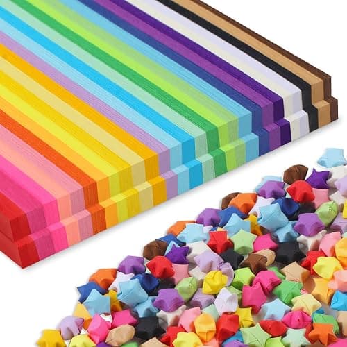 Phinus 2060 Sheets Origami Paper - 27 Color Assortment, Double Sided Star Paper Strips for DIY Hand Art Crafts - Image 1