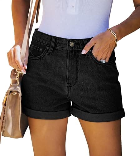 CHICZONE Womens Mid-High Rise Ripped Jean Shorts Distressed Stretchy Denim Shorts - Image 1