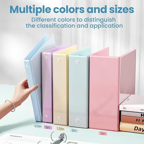 SUNEE 3 Ring Binder 1 Inch 2 Pack, Clear View Binder Three Ring PVC-Free (Fit 8.5x11 Inches) for School or Office Supplies, Blue thumbnail 6
