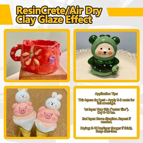 Air Dry Clay Glaze, Clay Varnish for Air Dry Clay/Polymer Clay Sealer, ResinCrete, Varnish for Pottery&Acrylic Paint, Waterproof & Stain Resistant, Design for Air Dry Clay Pottery (Gloss6OZ+Matte6OZ) thumbnail 5
