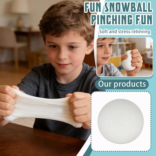 Snowball Stress Relief Squishy Toys, Squeeze&Play Sensory Fidget Toys for Adults Anxiety Relief Slow Rise Portable Desk Toys, Easter Basket Stuffers Birthday Gifts(A-White) thumbnail 3