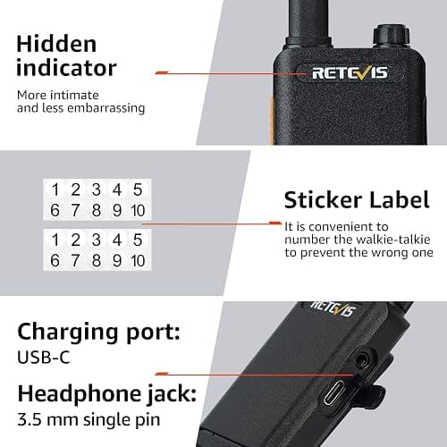 Retevis RT22P,New Version of RT22(2.0),Rechargeable Walkie Talkies for Adults,Compact FRS Two-Way Radios,VOX Handsfree,1620mAh Large Battery,USB C Charger,2 Way Radio for Small Store Hotel(4 Pack) thumbnail 8
