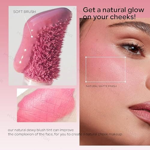 KYDA Liquid Blush, Matte Tinted for Cheeks, Lasting Dewy Cheek, Soft Creamy Blush, Blendable Lightweight, Buildable Matte Coverage, Cool Pink thumbnail 3