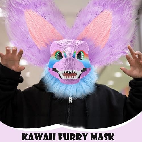 Seenelling 13 Pcs DIY Dino Mask Kit Hard Plastic Dinosaur Mask Furry Therian Dino Costume Kit Animal Dinosaur Party Costume thumbnail 3