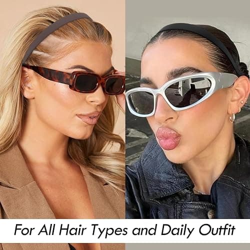 VELSCRUN Headbands for Women Girls, Comfortable Square Headband for Glasses Wearers, Zig Zag Plastic Comb Claw Wavy Hair Band with Teeth, 90s Accessories for Women Diademas Para Mujer Black Brown B thumbnail 5