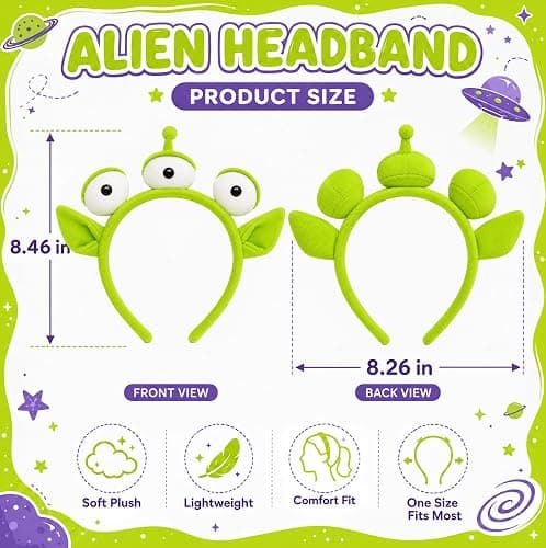 UV-BANS Alien Headband for Alien Costume Women Men & Adult, Halloween Headband Alien Ears Party Cosplay Costume Accessories thumbnail 2